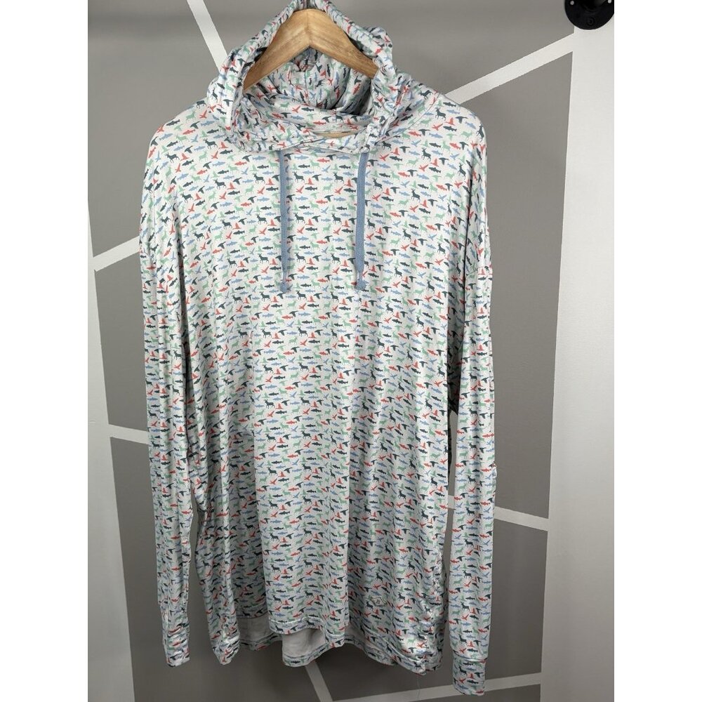 Burlebo Performance Hoodie Men’s 2XL Great Outdoors Fishing Hunting AOP Stretch